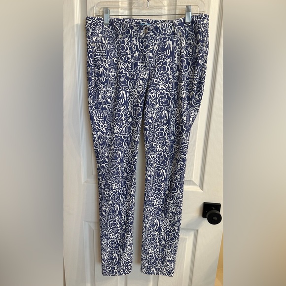 Blue and White J McLaughlin Floral Print Pants in Size 8 - Picture 1 of 3